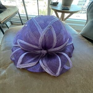 VTG Women's Purple Straw Wired Fancy Hat Perfect  Kentucky Derby! Vintage 1960
